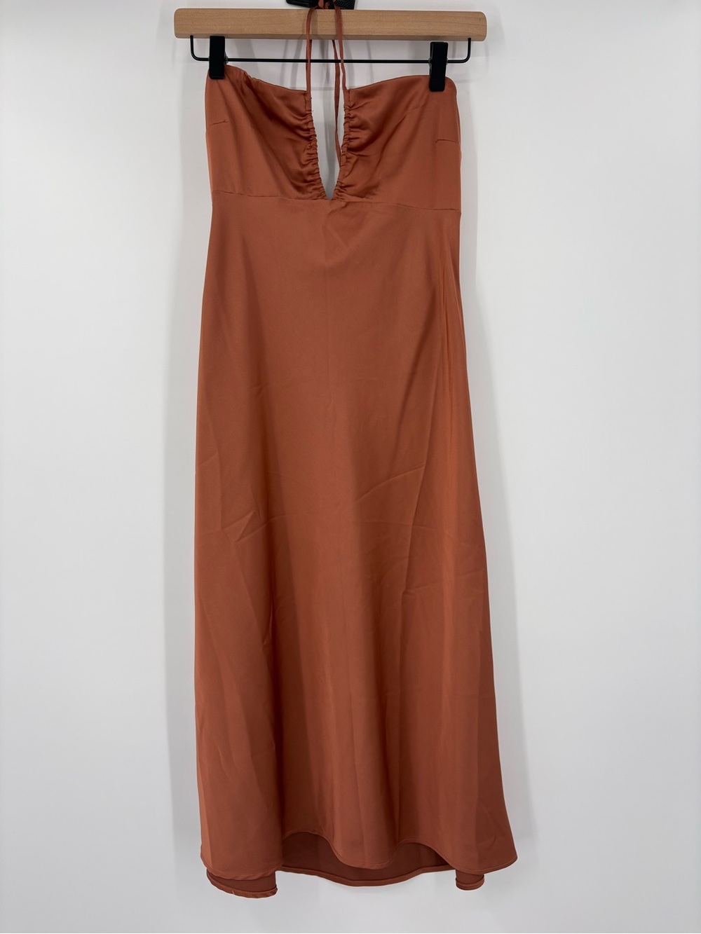 Abercrombie & Fitch Copper Satin Halter Keyhole Slip Midi Dress Size Small - Picture 5 of 10